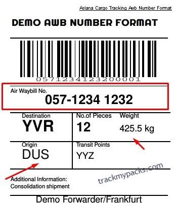 Asiana Freight Tracking Awb Number Format