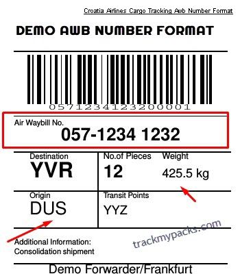 Croatia Airlines Cargo Tracking Awb Number Format