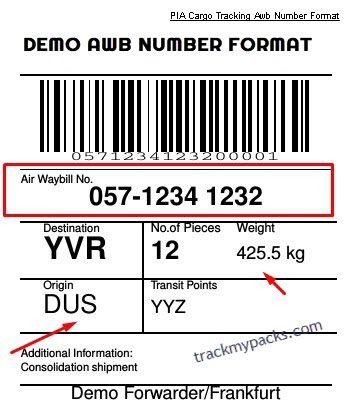 PIA Freight Tracking Awb Number Format